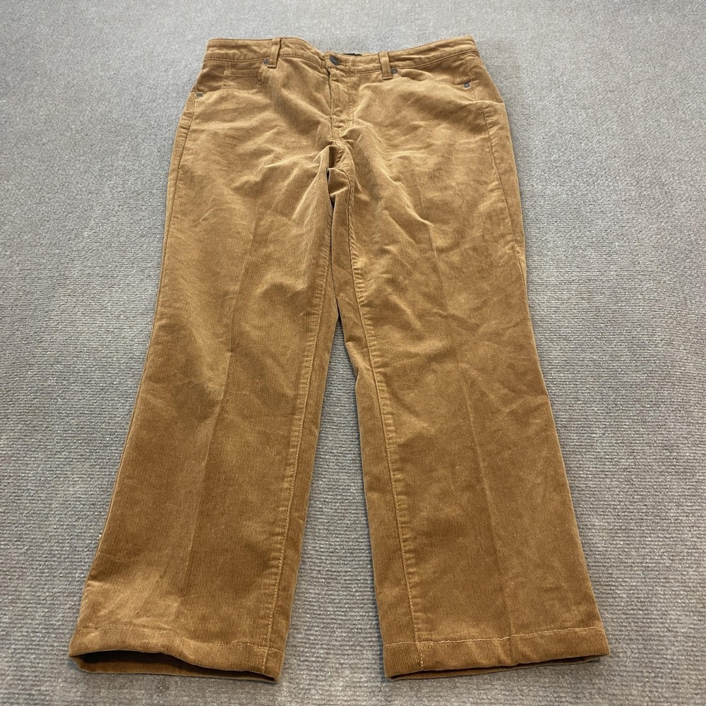 Talbots Corduroy Pants Womens 10P Brown Straight Leg Stretch Casual Fall Winter